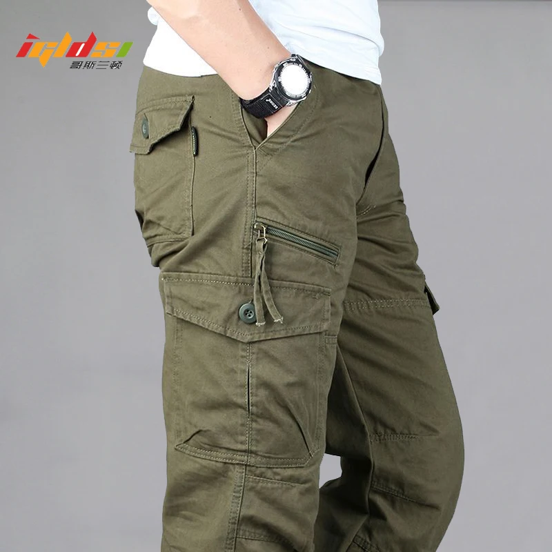 Overalls Cotton Cargo Pants Men Combat Military Straight Multi-Pocket Baggy Long Trousers Streetwear Casual Slacks Pants M-5XL