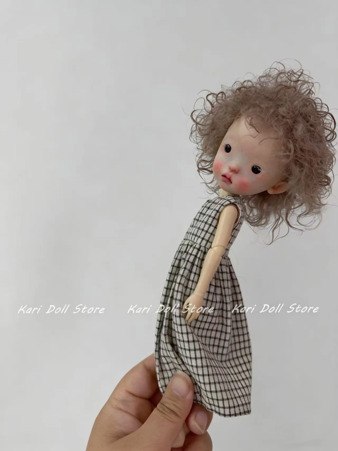 Kari Doll Natural Beach Wool Explosion Hairstyle Wigs for Landazz Landoudou Doll 16cm Head Circumference