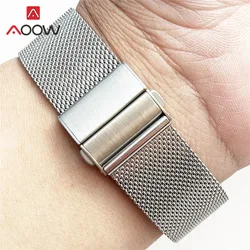 Mesh Milanese Loop 20mm 22mm Stainless Steel Strap Folding Buckle Watchband Men Women Metal Replace Band Watch Accessories