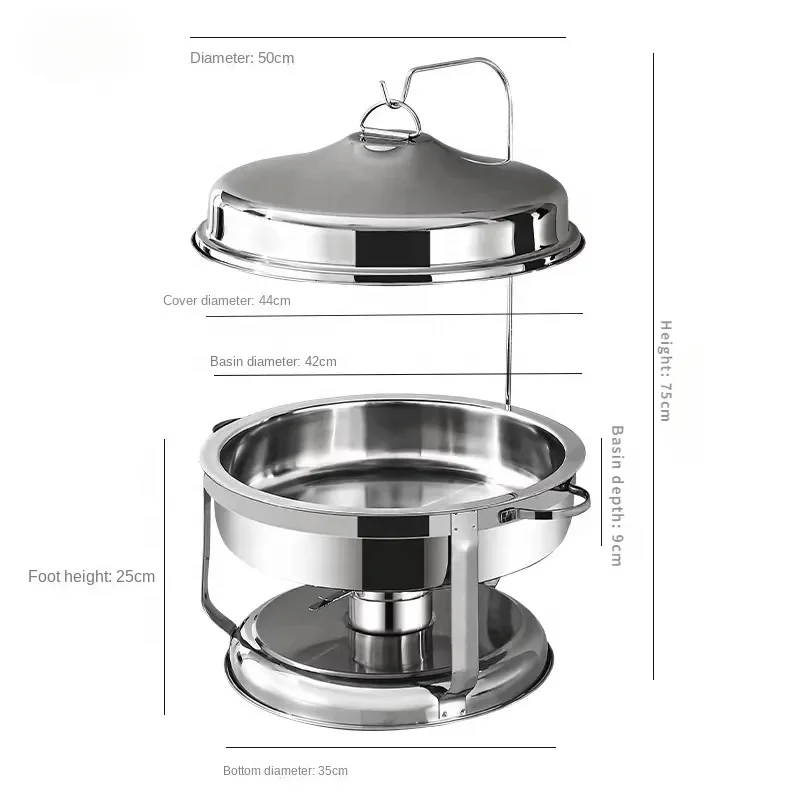 Luxury Stainless Steel Chafing Dish With Hanging Lid Modern 9L Buffet Food Warmer Set Hot Sale For Hotels