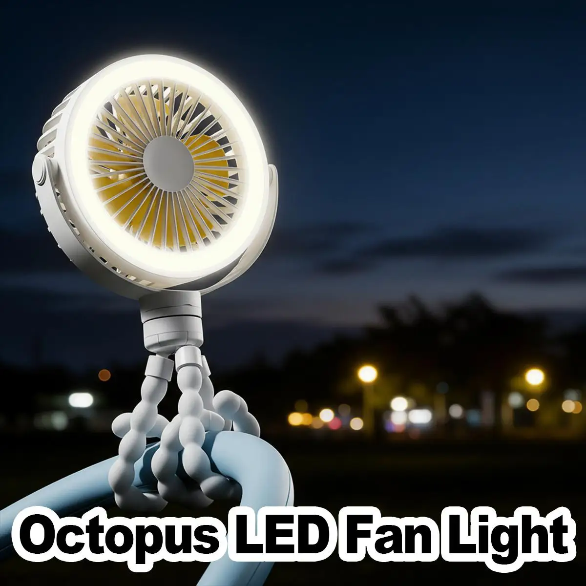 

Portable Rechargeable Baby Stroller Fan Hanging Camping Personal USB Electric Standing Multifunctional Night Light Octopus Room