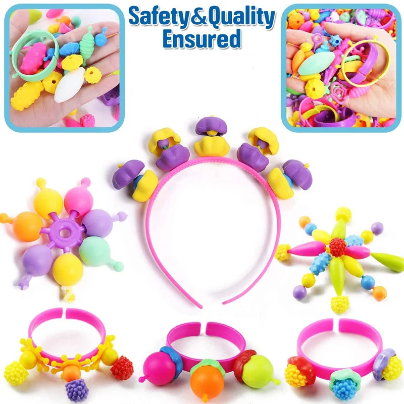 Beaded Girl Toys Children's Jewelry Making Kit Popular Spherical Art and Handmade Kit DIY Bracelet Necklace Headband Ring Toy