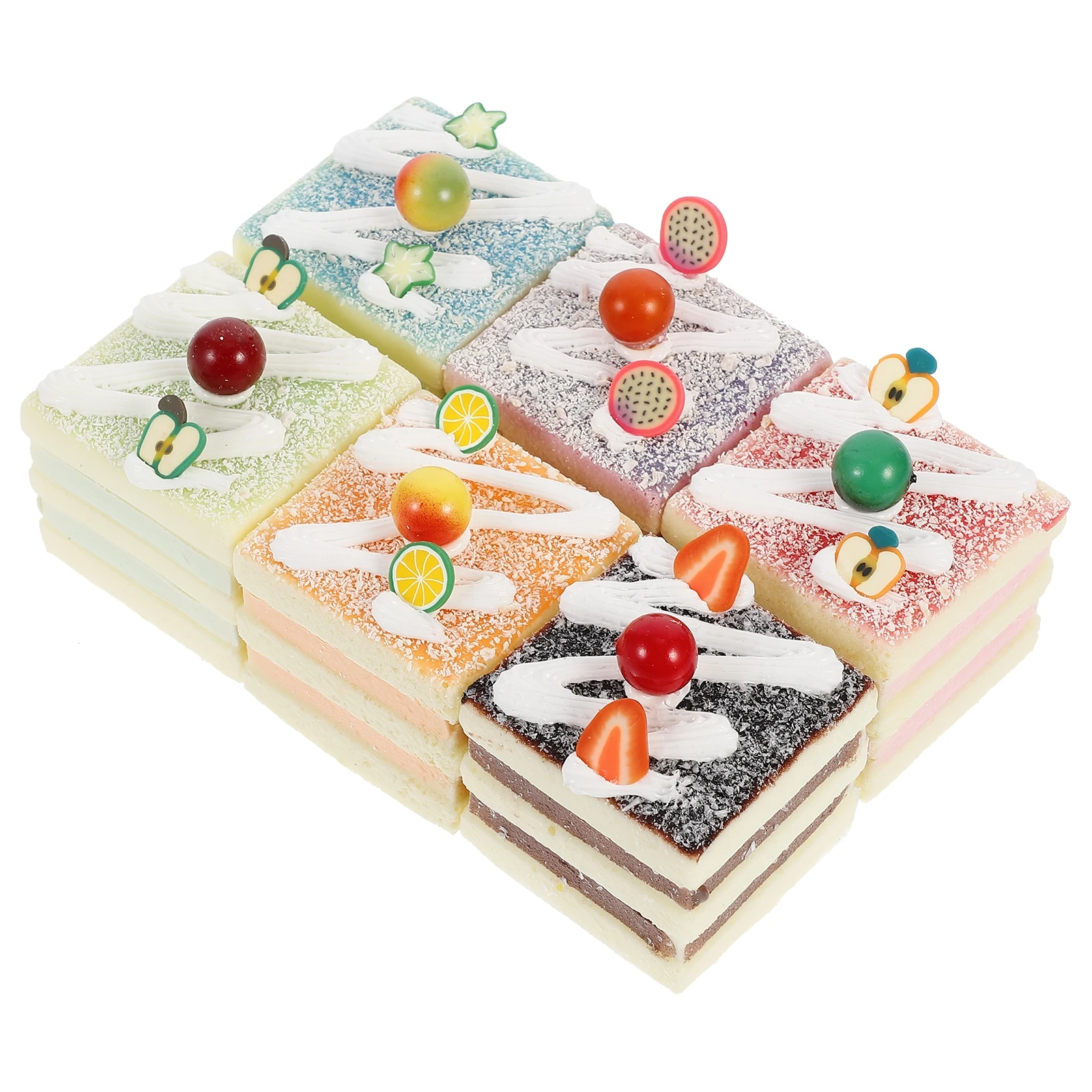 

6pcs Simulated Decorations Artificial Faux Food Fake Cake Model for Home Kitchen Display Lifelike Non Edible Pu Cake Montessori