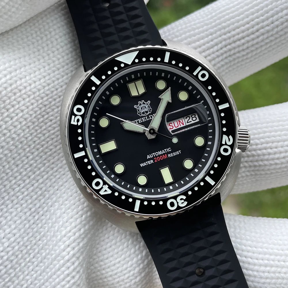 STEELDIVE SD1972 V2 Keramiklünette Abalone 200M wasserdicht Doppelkalender NH36 Uhrwerk Schweizer leuchtende mechanische Armbanduhren 6