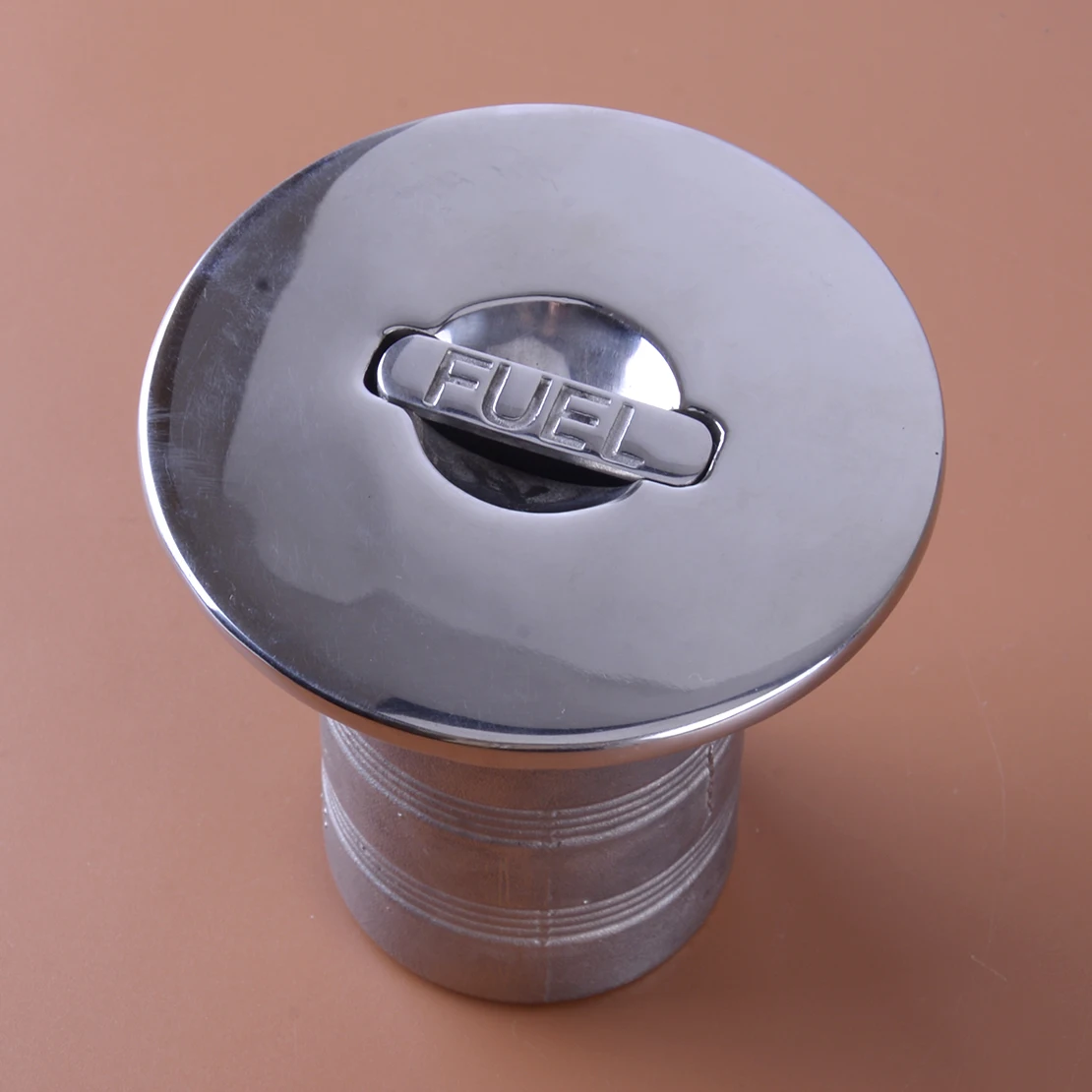 

2" 50mm Marine Boat Deck Fuel Fill Filler with Keyless Lift Cap Silver 316 Stainless Steel with Safety Chain