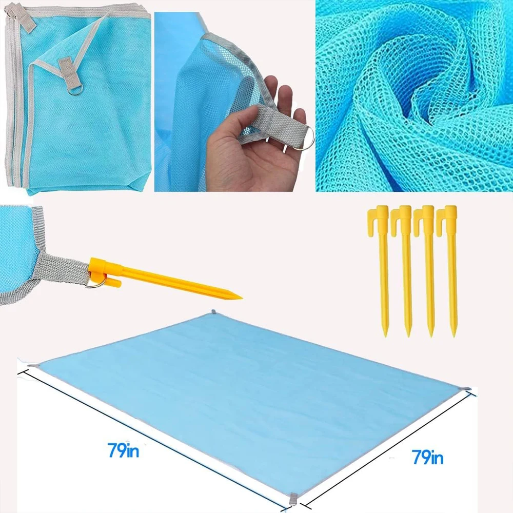 2m*2m Camping Sandless Magic Beach Sand Free Mat Travel Outdoor Picnic Large Mattress Waterproof Bag Blanket Foldable