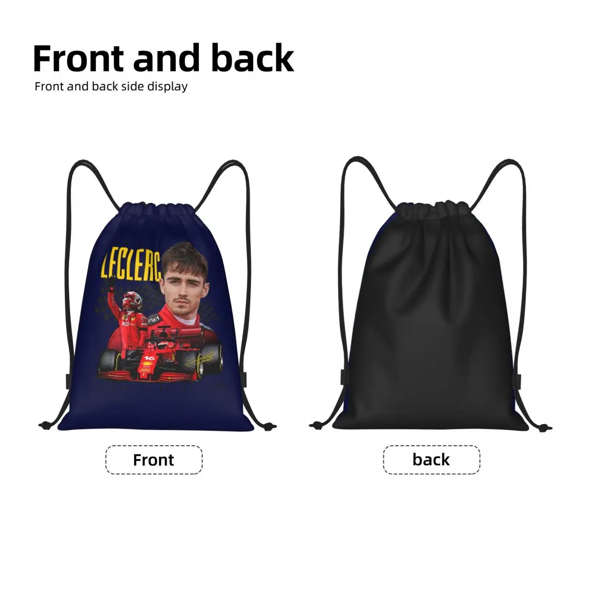 Custom Charles Leclerc Sport Car Drawstring Bag Women Men Lightweight Sports Gym Storage Backpack