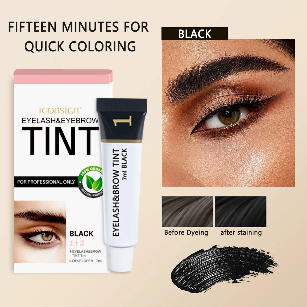 ICONSIGN Eyelash Eyebrow Tint Kit Professional Eyebrow Dye for Women Eye Brow Dye Waterproof Long Lasting Eyes Makeup Tools