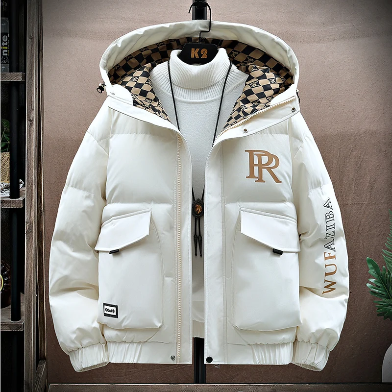 

Зимняя утепленная свободная мужская хлопковая куртка с капюшоном, с наполнителем из искусственного пуха, теплая верхняя одежда, молодежная модная повседневная рабочая одежда