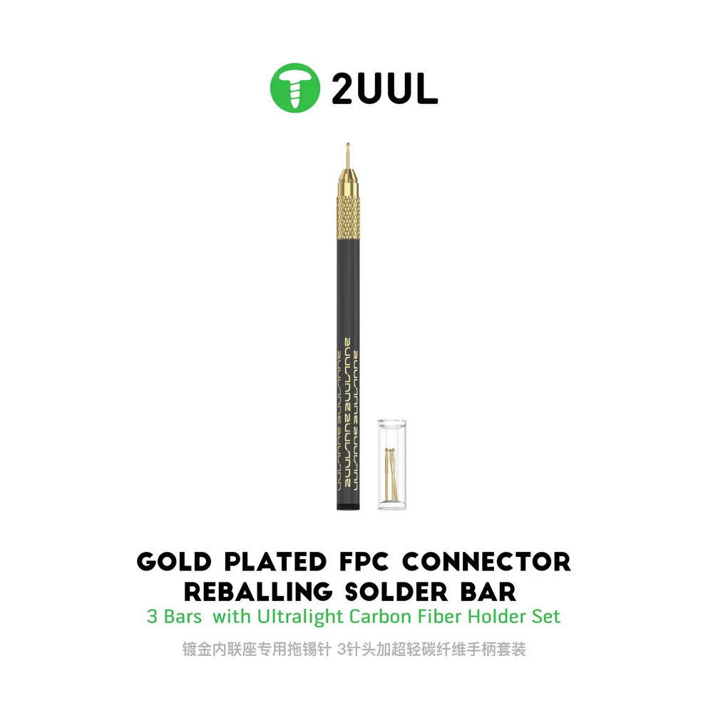 

2UUL SC98 Gold Plated FPC Connector Reballing Solder Bar 3 Bars with Ultralight Carbon Fiber Holder Set