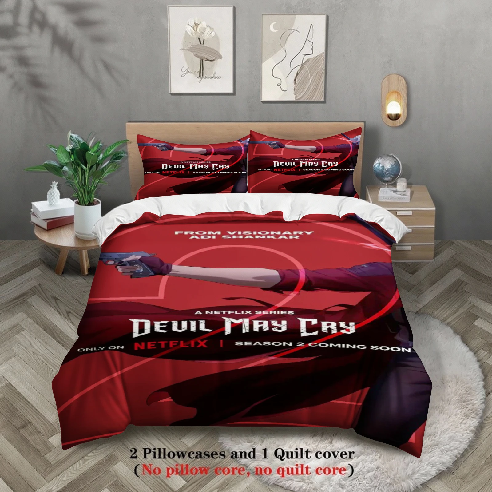 

Bedding Set D-Devil M-May C-Cry Printed Cozy Duvet Cover King Queen Twin Size Birthday Gift for Adult Bedroom Decor 200x200cm