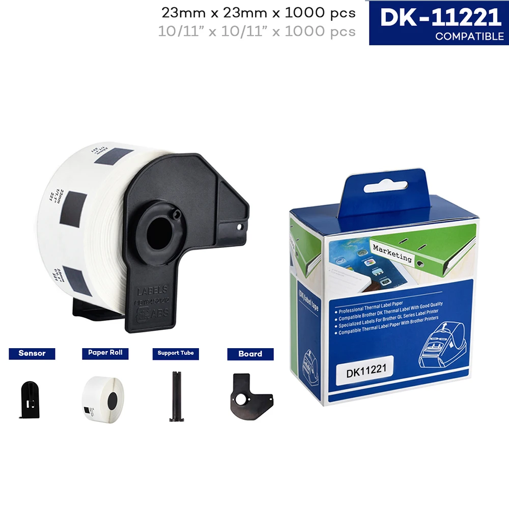 DK-11221 Thermal Label Compatible brother thermal printer QL-500 QL-570 DK 11221 23mm*23mm 11221 Die-Cut Standard Address Labels