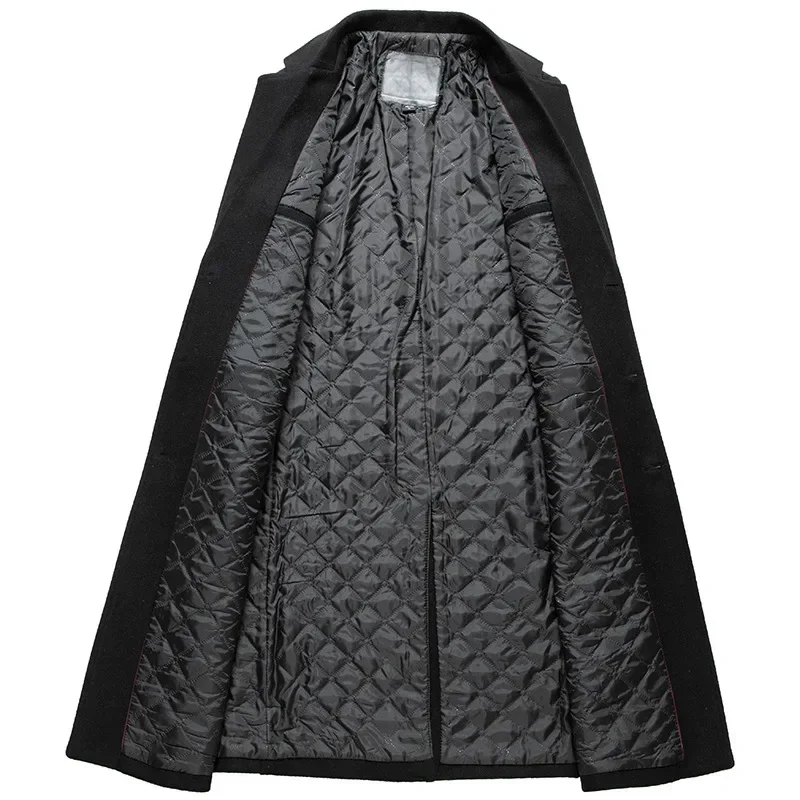 

Мужской шерстяной длинный плащ, стильный однобортный стеганый шерстяной плащ на подкладке, мужские зимние кашемировые пальто, черная ветровка