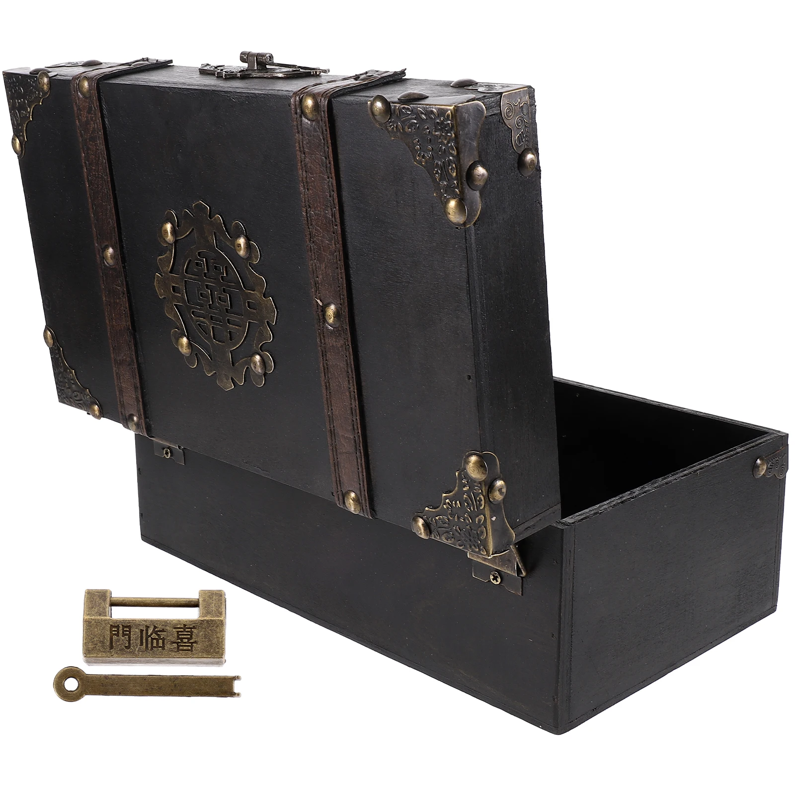 

Wooden Jewelry Storage Box with Lock Vintage Trinket Container for Bracelets Pendants Diamonds Sundries Organizer Retro Style