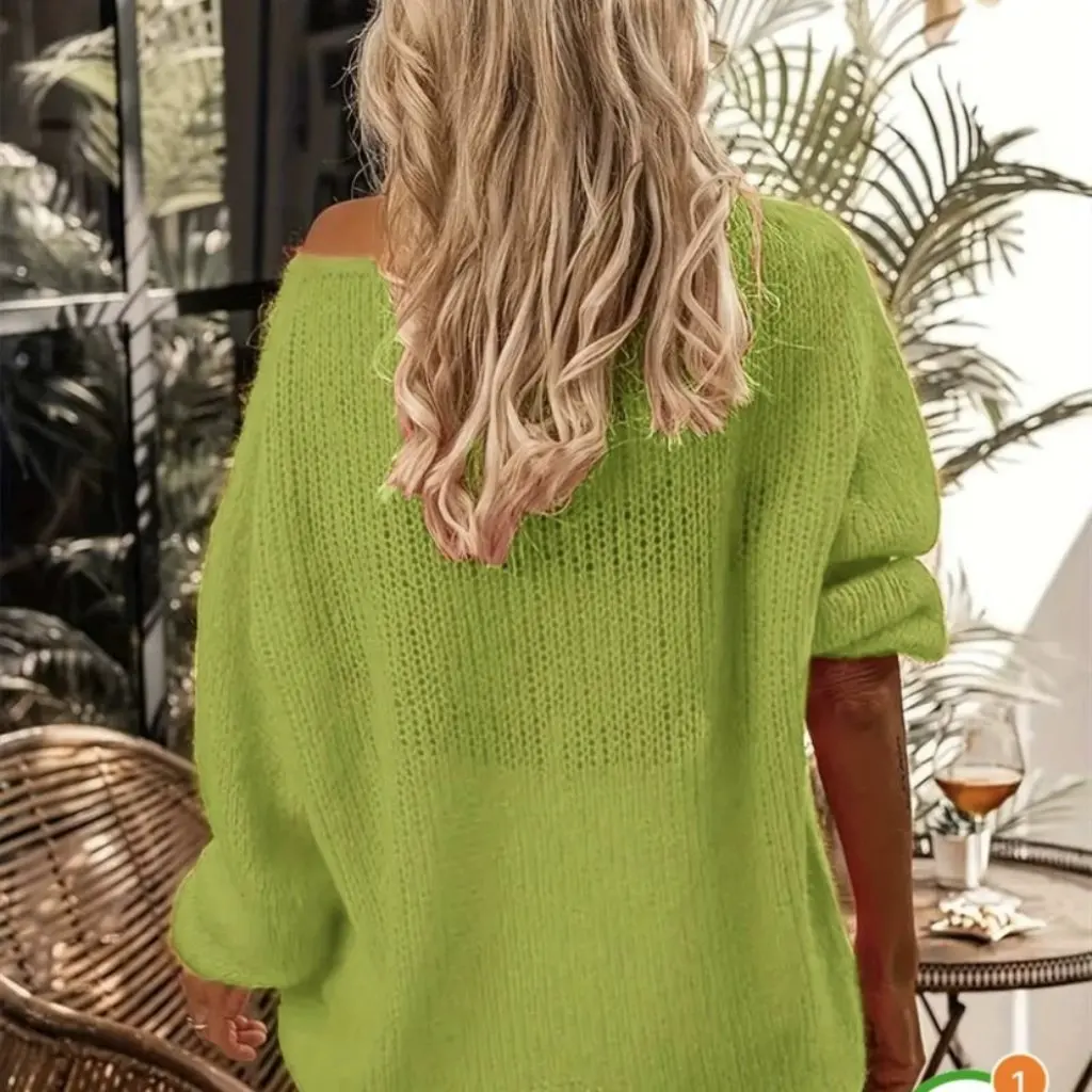 

Women's Solid Color Basic Pullover Sweater Knit round Neck Fashion Versatile New