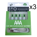 12 PCS AAA and3cable