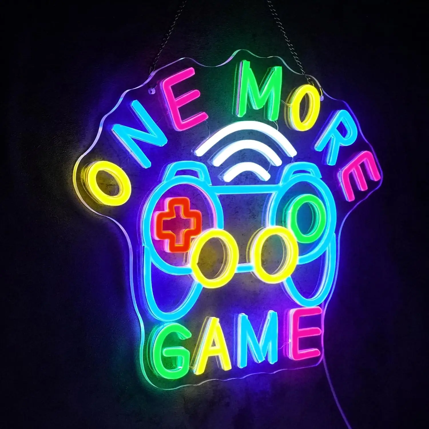 One More Game Neon Sign USB Dimmable LED Neon Light for Bedroom Gaming Room Party Man Cave Decoration Gifts for Gamer