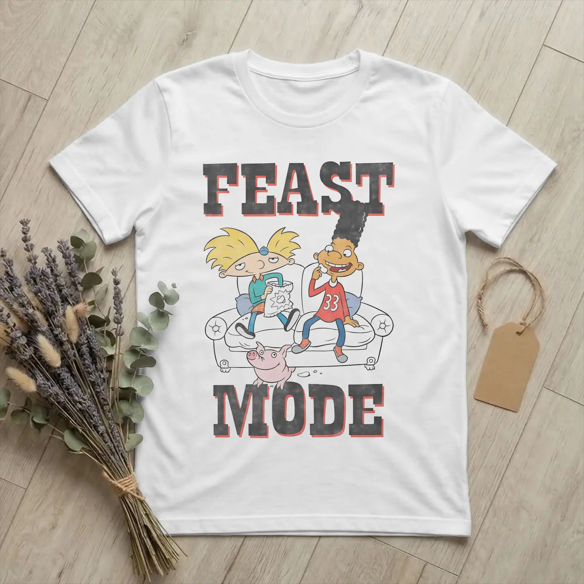 Funny Hey Arnolds Feast Mode Share The Chips  Tshirts Men O-neck Short Sleeve Tops  Cotton Summer Clothing