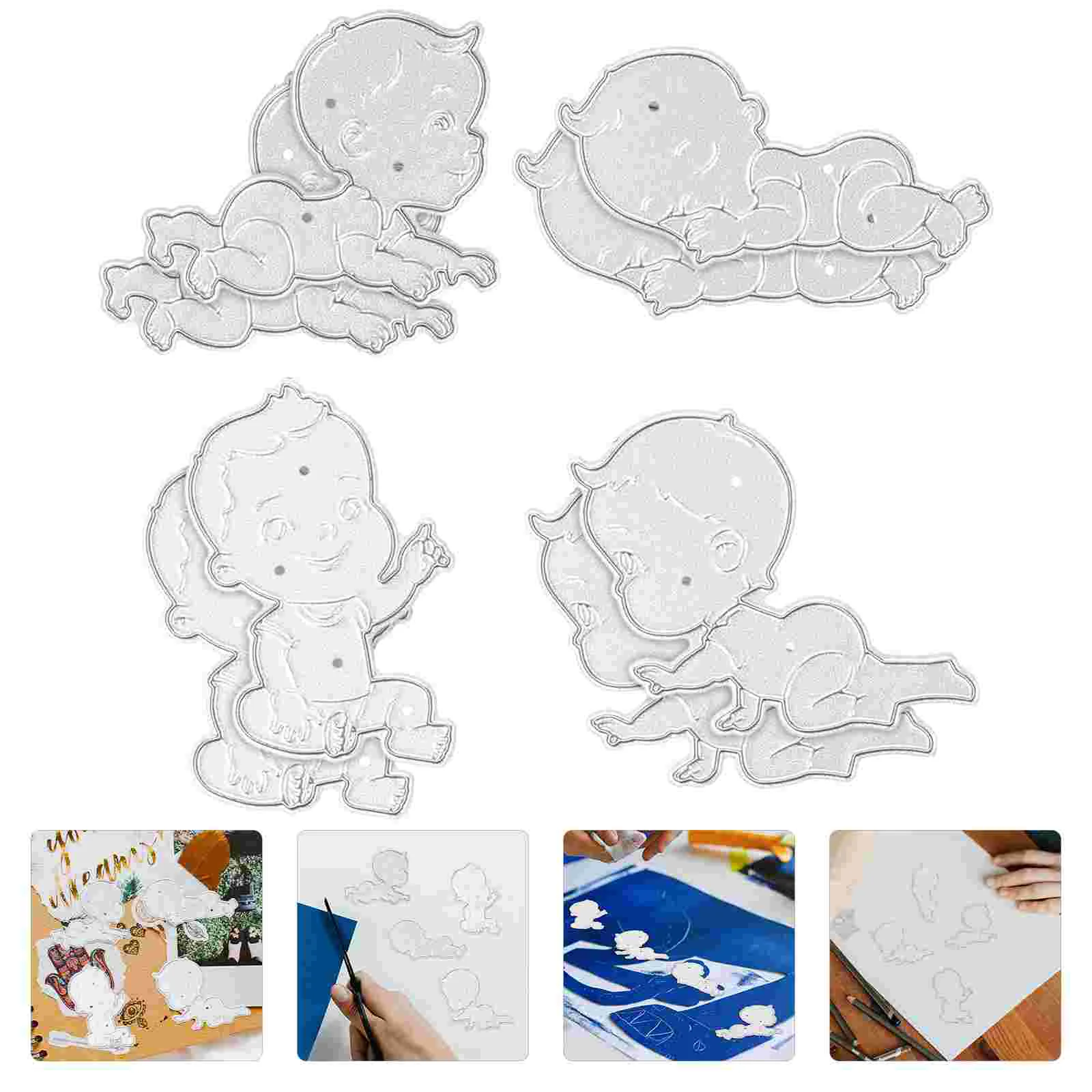 

Children's Embossing Die 2 Sets Craft Cutting Dies Paper Photo Album Molds Scrapbook Stencil Baby Frame Metal Carbon Steel