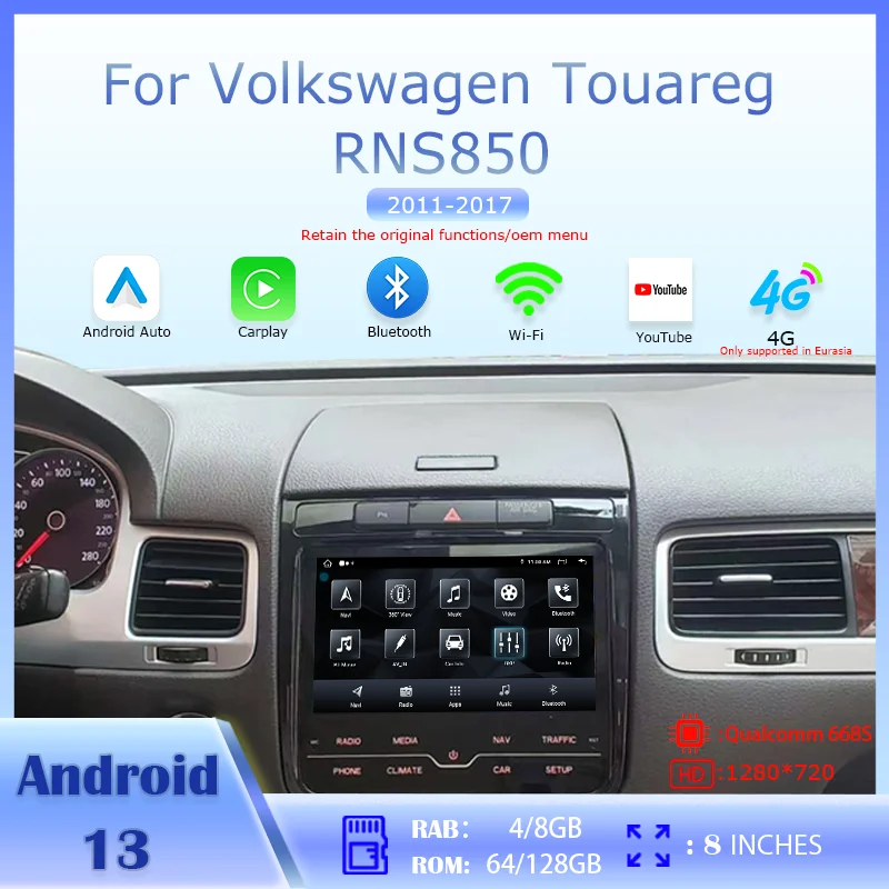 Full Android System! 8 Inch Car Radio Stereo For VW Touareg 2011-2018 RNS850 Wireless Carplay Android Auto GPS Multimedia Player