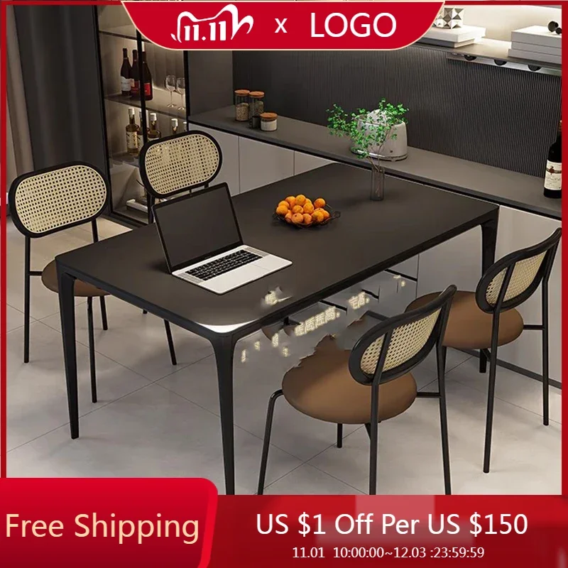 Italian Modern Dining Table Luxury Rectangle Vintage Black Dining Table Nordic Bench Ensembles De Meubles De Jardin Furniture