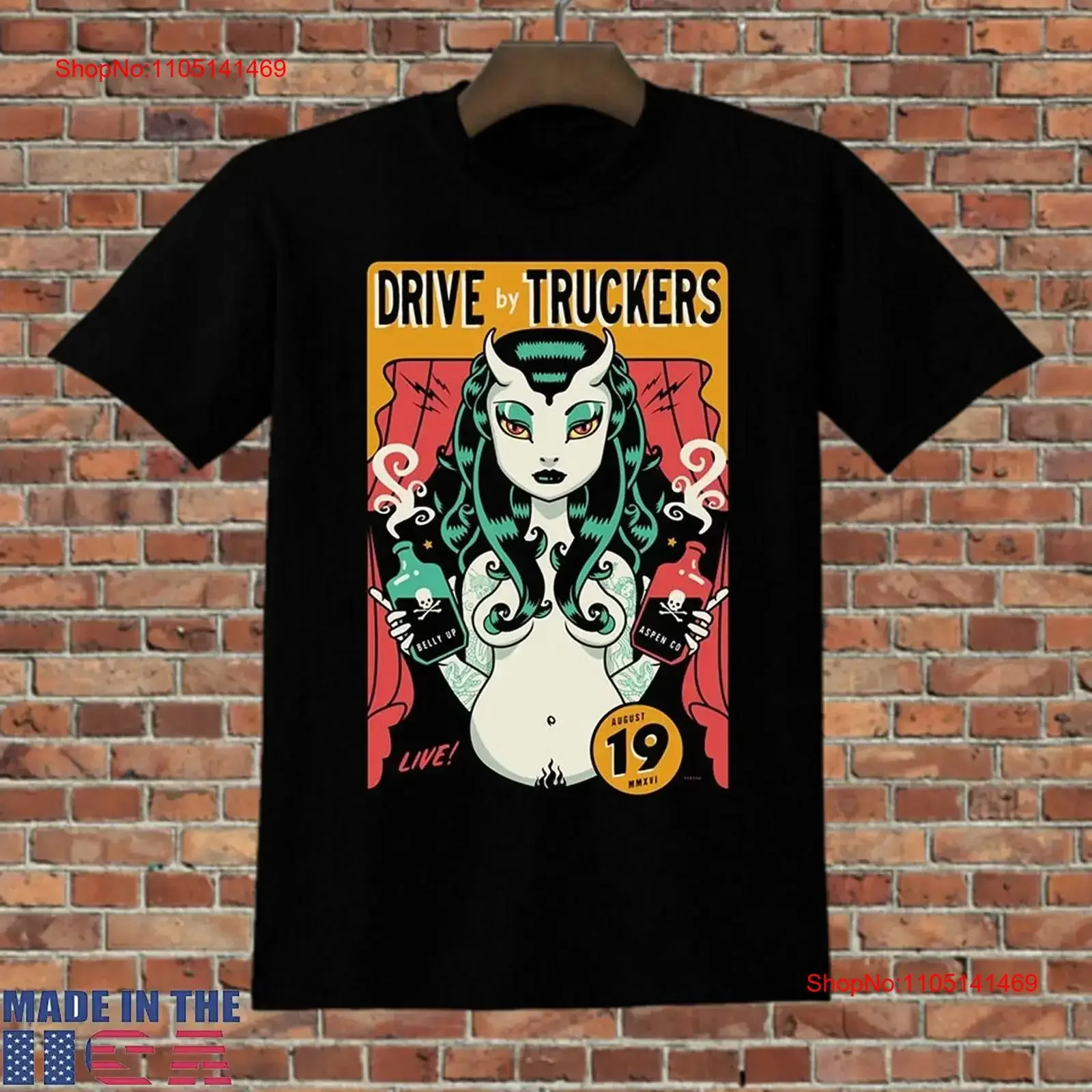 تي شيرت Drive By Truckers Band The Belly Up Aspen مقاس كامل S 5XL عتيق مغسول أنيق أوم ناعم ومريح قليلاً