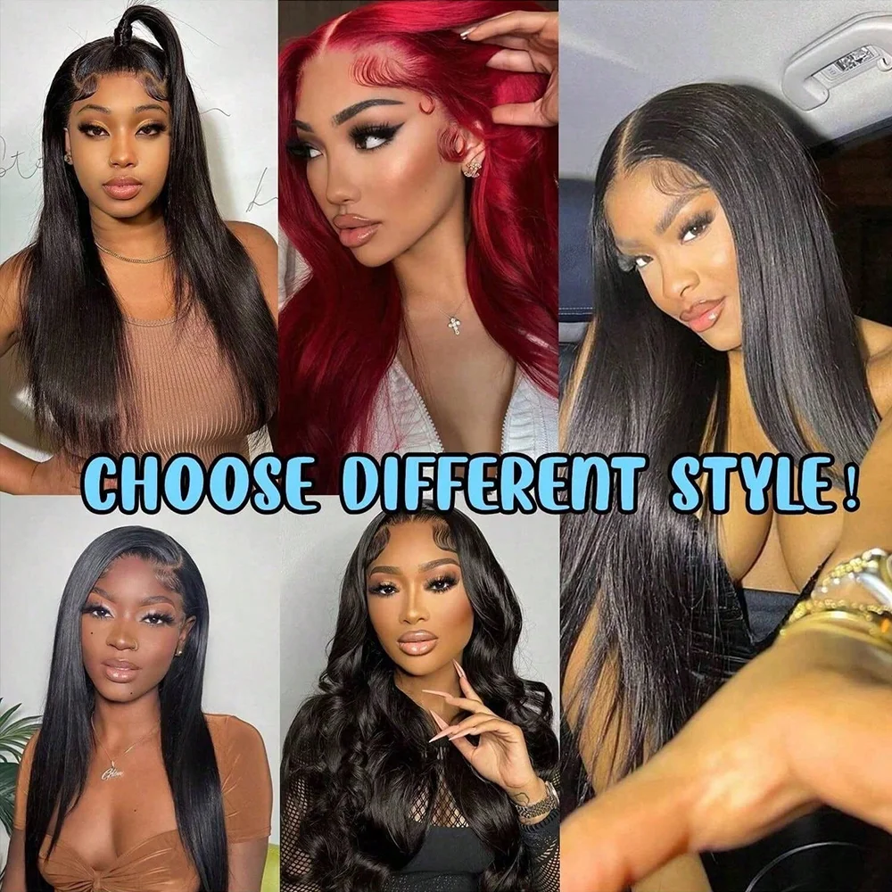 16-42 Inches 5x5 Lace Closure Wigs Bone Straight Wig 13x4 13x6 Transparent Lace Frontal WigBrazilian Human Hair Wear And Go Ready To Wear PrePlucked Natural Hairline
