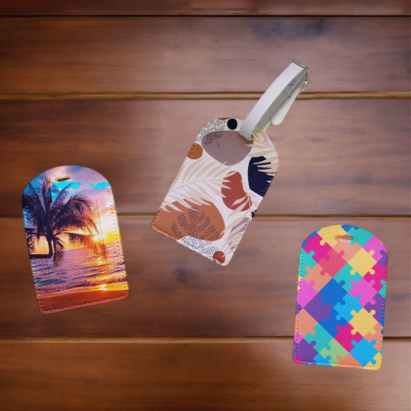 Luggage Tags with Privacy Cover PU Leather Cruise Ship Waterproof Tag Personalized Unique Suitcase Tags for Men Kids Women