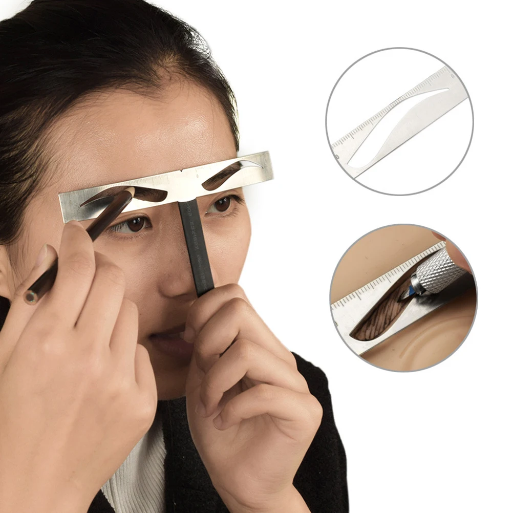 

Stainless Steel Eyebrow Pattern Ruler Professional Measurement Tool Stencil Stencils Template Drawing Practical