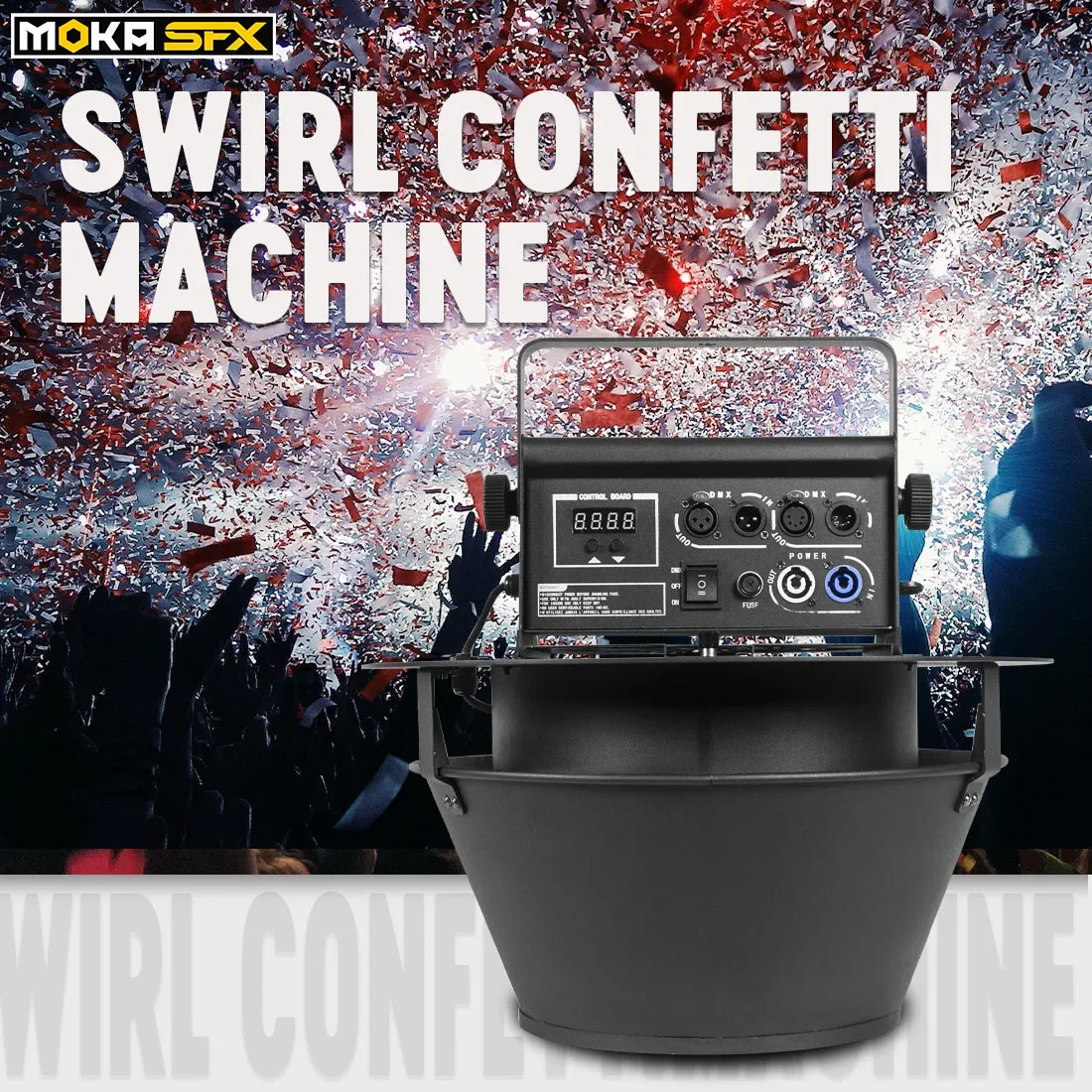 MOKA 100w Stage Swirl Confetti Machine Floating Paper Machine DMX Remote Control Confetti Blower High-Speed Fan for Christmas