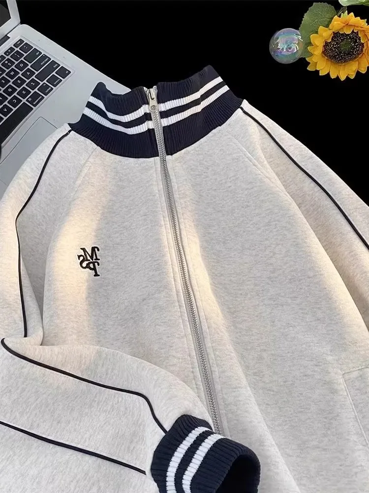 

Свободная бейсбольная куртка в корейском стиле для мужчин, с воротником-стойкой, шикарная, оверсайз, премиум-класса, осенне-зимнее пальто