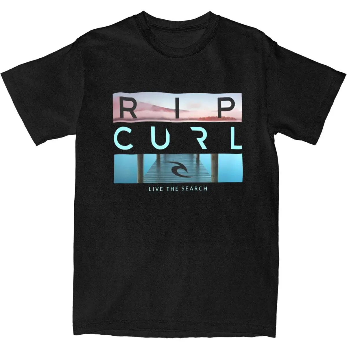 Selling Rip Live the Search Beauty Curl Logo Men T Shirt Summer Amazing Quality 100% Cotton Top Tees Male New T-Shirt