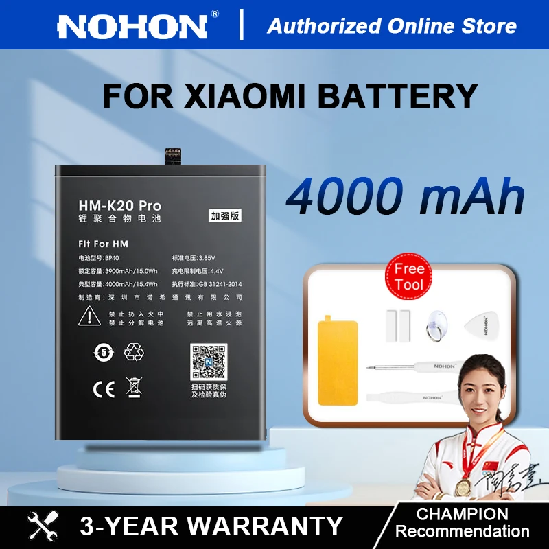 

NOHON For Xiaomi Redmi K20 Pro Mi 9T Pro Mi9T Redmi K20Pro K30 K30Pro K30ultra Premium Rechargeable Battery BP41 BP40 4000mAh