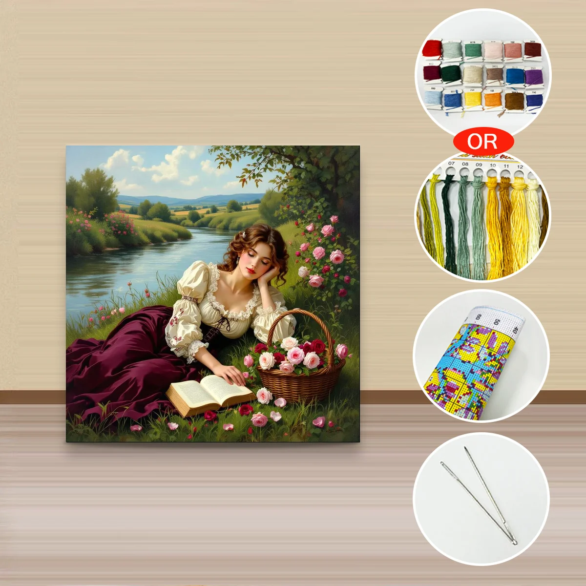 1 Stück 30x30 cm/11,8 Zoll, 11Ct/14Ct Kreuzstich-Set, DIY Valentinstagsgeschenk, Stickerei-Set für Festivals, Porträts – Detail 4