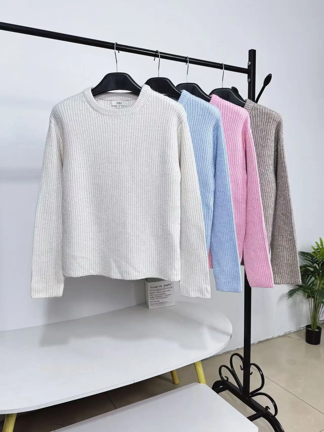 

Ladies' round Ne Knitted Sweater Comfortable Loose Fit Autumn Winter Woolen Top Faionable Casual Sle Long Sve Warmth