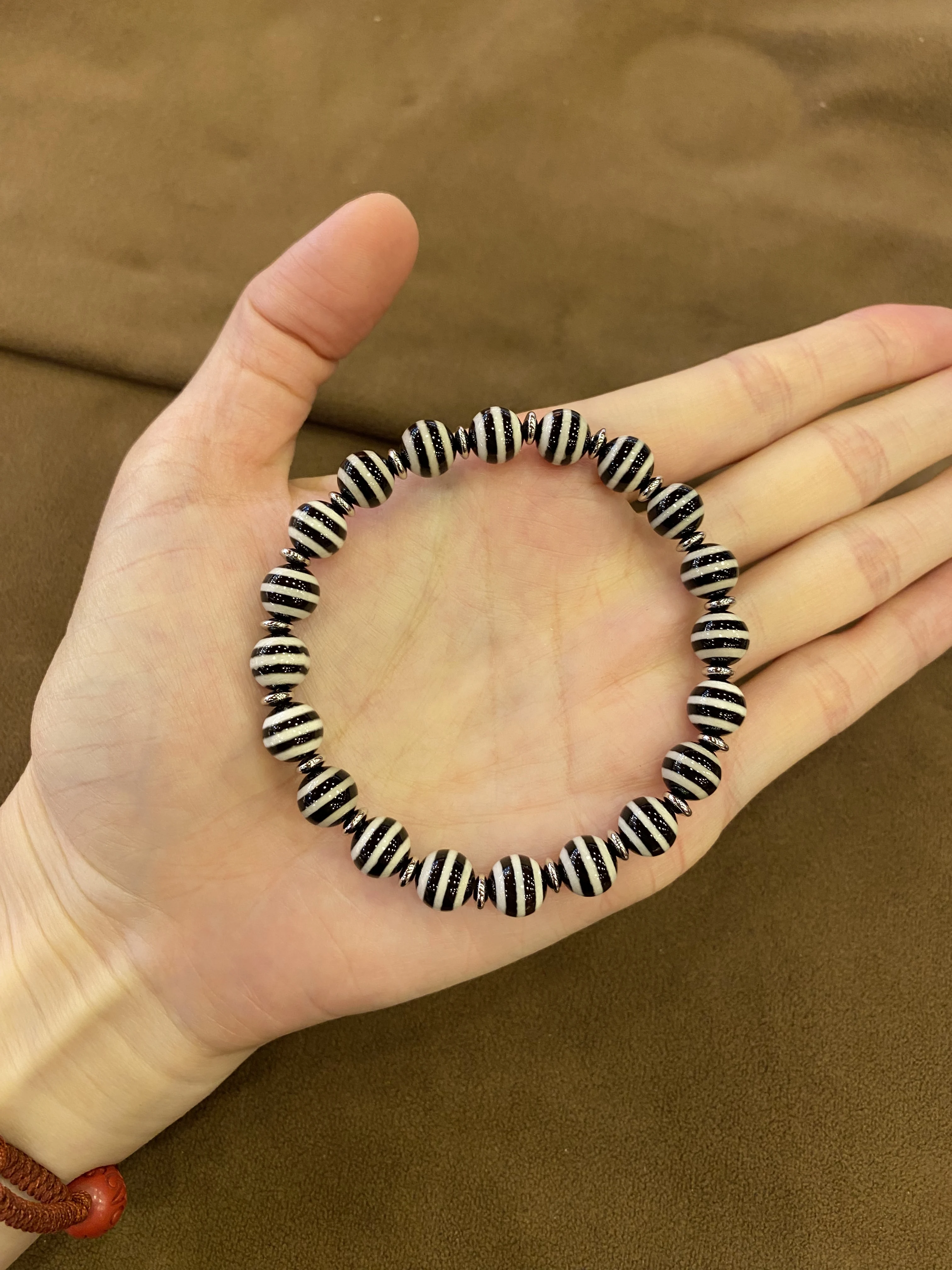 Black & White Striped Agate Bracelet, Tibetan Style view 4