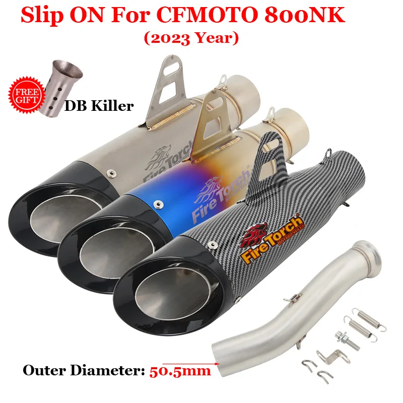 

Slip On For CFMOTO 800NK NK800 2023 Year Motorcycle Exhaust System Escape Modified Muffler Moto DB Killer With Middle Link Pipe