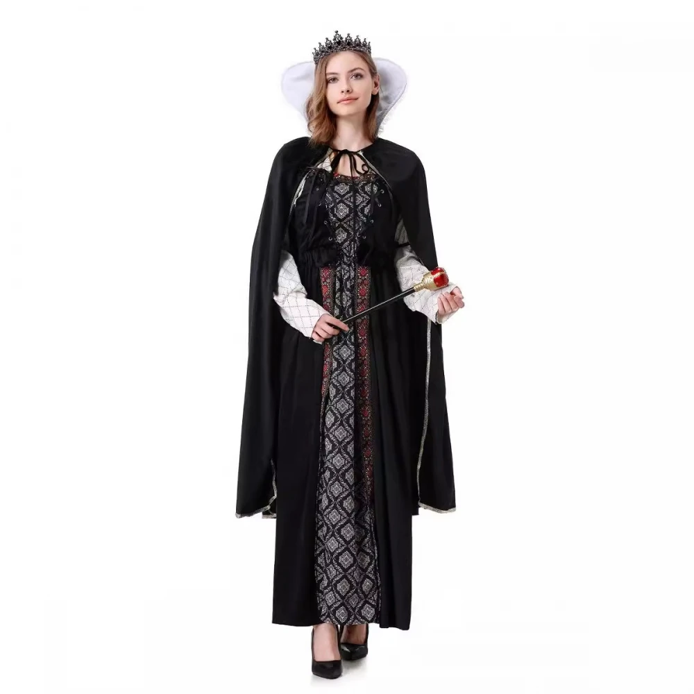 中世の吸血鬼魔女コスチュームドレスヴィンテージコートハロウィンステージパフォーマンス服ロングスカート女性の伝統的な民族衣装