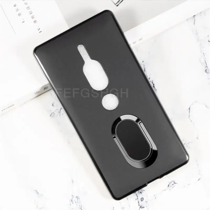 For SONY Xperia XZ2 Premium H8116 H8166 XZ2P Back Ring Holder Bracket Phone Case Smartphone TPU Soft Silicone Cover