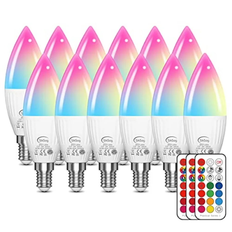 

E12 LED Bulb Color Changing Candelabra Light Bulb with Remote Control, 50W Incandescent Equivalent, 560 Lumen, Cool White 5000K