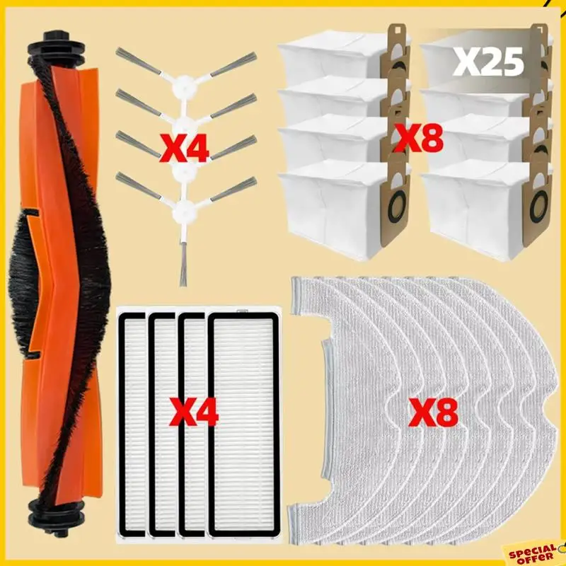 A24P pour Dreame Bot D10 Plus/RLS3D/Z10 Pro/L10 Plus accessoires rouleau brosse latérale filtre vadrouille sac à poussière Robot aspirateur partie