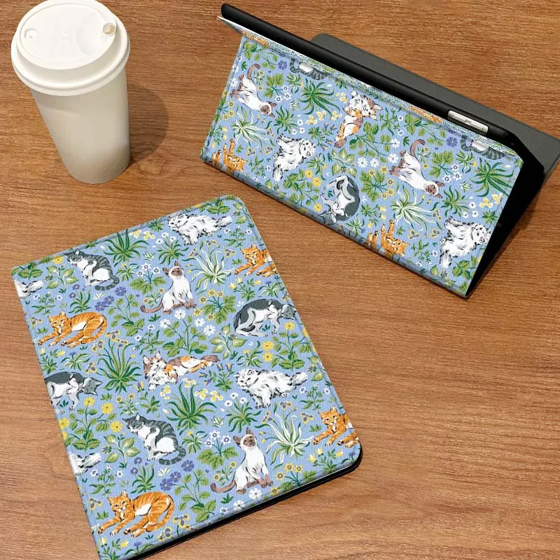 

Cartoon Cat Floral Pattern For Samsung Galaxy Tab A7 A A9 A11 S6 A11 A8 S11 Lite Plus 10.4 10.5 Inch Tablet Case