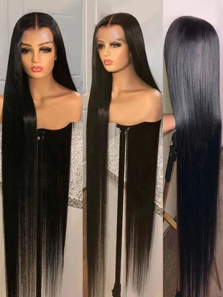 

42 Inch Bone Straight Lace Front Wigs Human Hair 13x4 250 Density Hd Lace Frontal Wig Pre Plucked 13x6 Brazilian Hair For Women