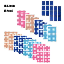 18 Sheets Kinesiology Cross Tape 82pcs Mix size Waterproof Strong Adhesive Grid-Shaped Tapes Pain Relief Body Tape