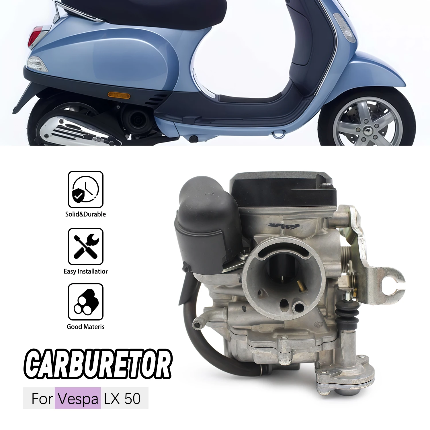 

Motorcycle Carb CM141911 Carburetor For Vespa LX 50 Zip 50 4T 2V E2