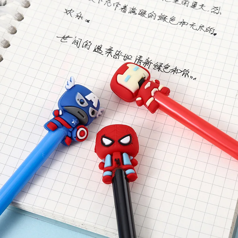 Imagem -05 - Super Hero Cartoon Gel Pen Black Ink Supermen Pen Canetas de Escrita do Escritório da Escola Presentes do Menino Artigos de Papelaria para Crianças 05 mm Pcs por Lote