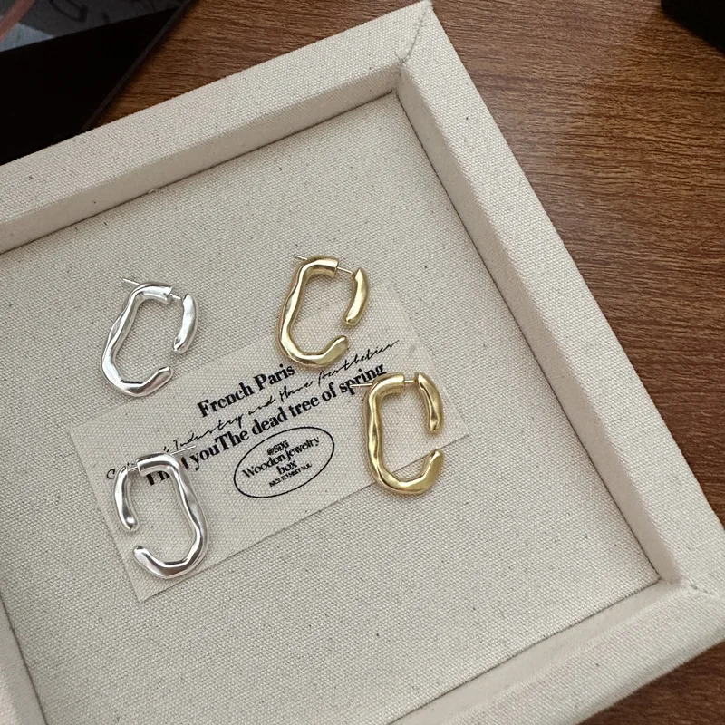 

Серьги в Корейском стиле из стерлингового серебра S925 пробы с текстурным дизайном в нише, модный простой корейский блоггер