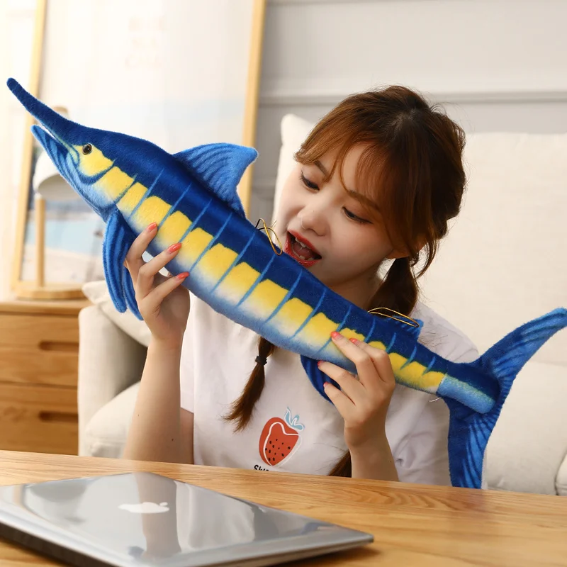 Kawaii Blue Flag Tuna Plush Doll 140CM Pillow Cute Simulation Soft Long Cartoon Plush Animal Swordfish Doll Kids Birthday Gifts