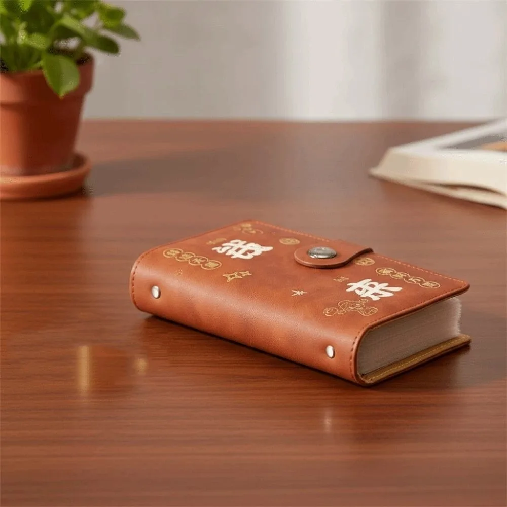 With Password Lock Saving Money Binder Wallet Storage Handbook Budget Binder with Lock A6 PU Leather Account Book Unisex