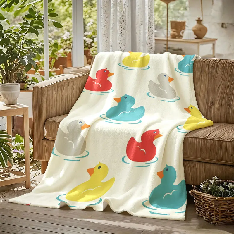 Colorful Rubber Ducks Flannel Blanket Perfect for Sofa Office Bed Travel Sleep Read Relax Camping Four Season Use